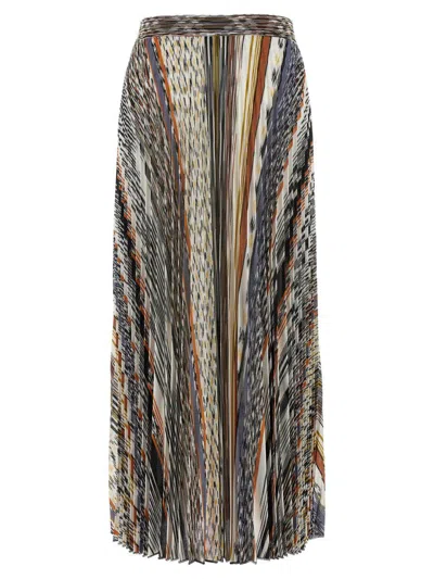 Missoni Pleated Knit Midi Skirt In Multi