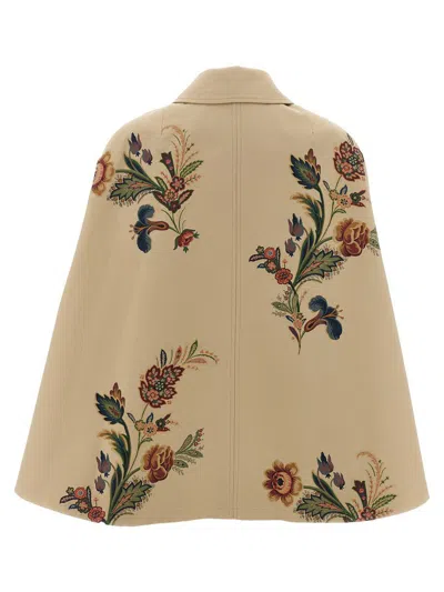 Etro Floral Print Cape Trench Coat