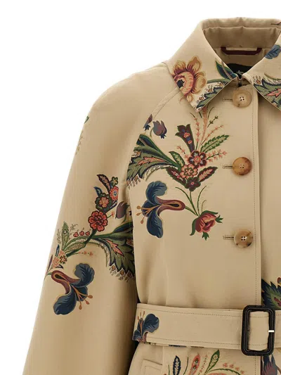 Etro Floral Print Cape Trench Coat