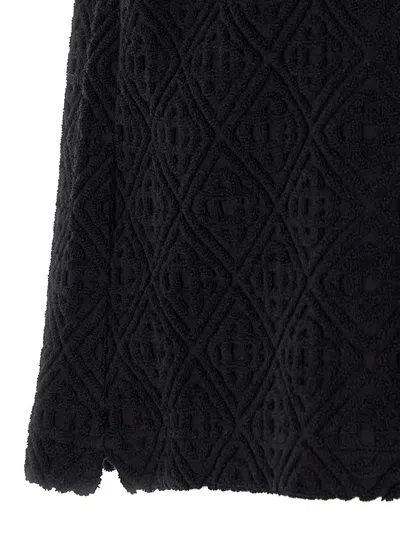 Casablanca Black Shirt With Classic Lapels And All-over Embossed Monogram In Black