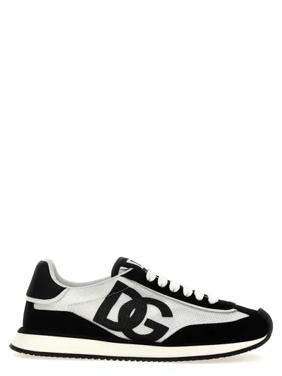 Dolce & Gabbana Multicolor Mesh And Split Leather Cushion Sneakers In Black