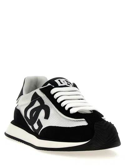 Dolce & Gabbana Multicolor Mesh And Split Leather Cushion Sneakers In Black