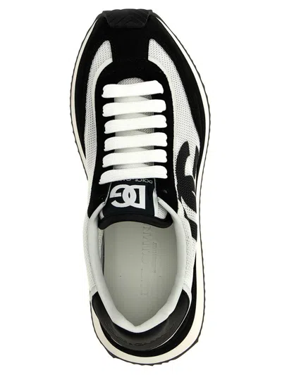 Dolce & Gabbana Multicolor Mesh And Split Leather Cushion Sneakers In Black