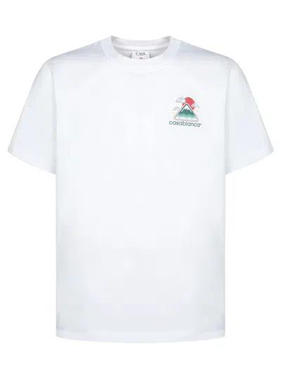 Casablanca White T-shirt With Crewneck And Logo On The Front And Maxi Logo On The Back In Cotton Man In Multi