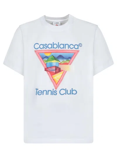 Casablanca Cotton Crew Neck T-shirt With Graphic Print In Gray