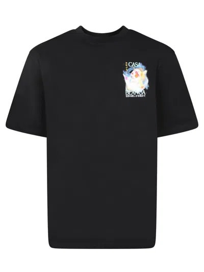 Casablanca Crew Neck Graphic Print Short Sleeves In Black