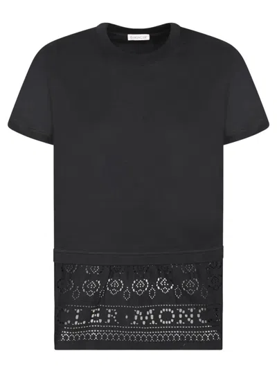Moncler Black Lace Jersey T-shirt In Black