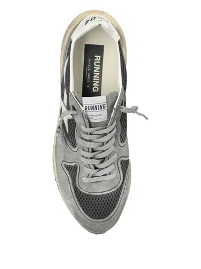 Golden Goose Running Sole In Green Suede With White Leather Star And Heel