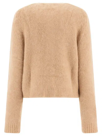 Loulou Studio "arsen" Crew Neck Cardigan In Nude