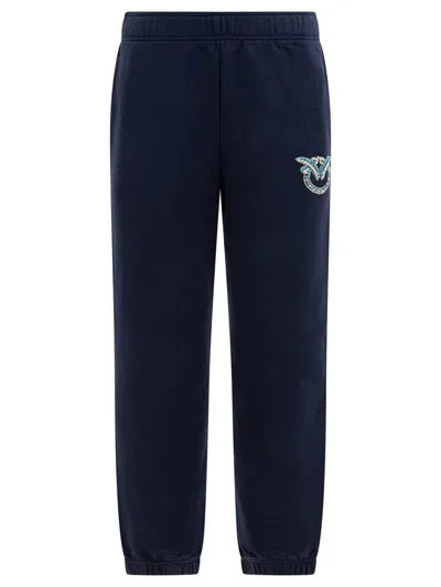 Pinko Embellished Love Birds Track Pants In Blue