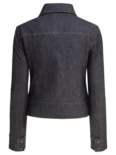 Courrèges Collared Neck Long Sleeves Chest Pockets Jacket In Blue