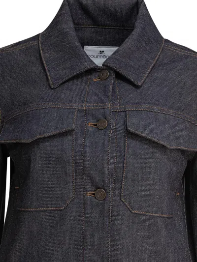Courrèges Collared Neck Long Sleeves Chest Pockets Jacket In Blue