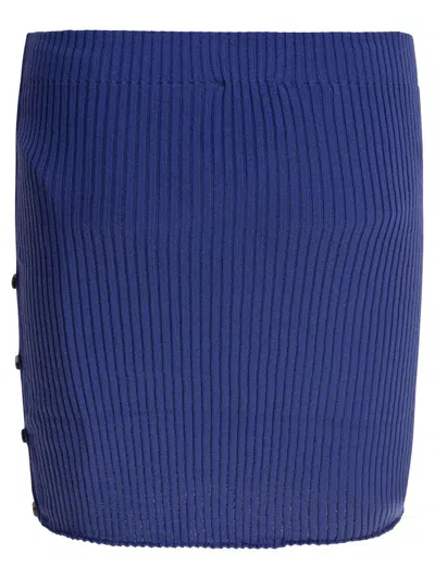 Courrèges Skirts Featuring Button Detailing And Ribbed Texture In Blue