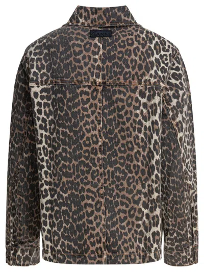 Ganni Leopard Denim Jacket In Animal Print