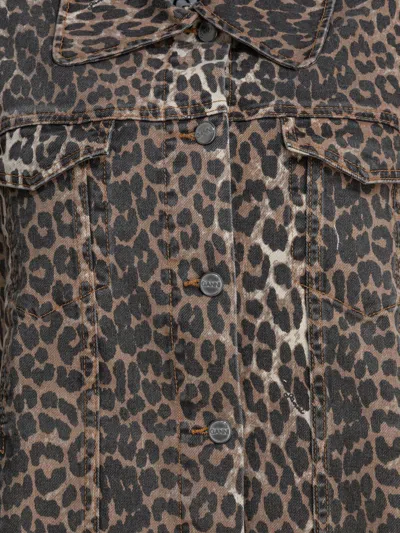Ganni Leopard Denim Jacket In Animal Print