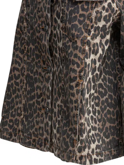 Ganni Leopard Denim Jacket In Animal Print