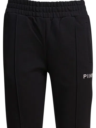 Pinko Logo-embroidered Flared Trousers In Black