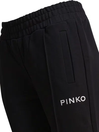 Pinko Logo-embroidered Flared Trousers In Black