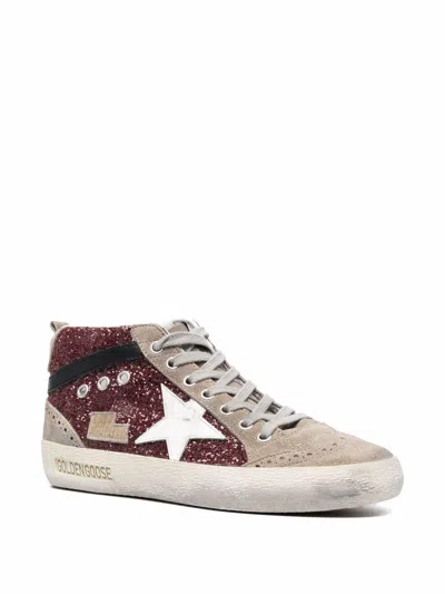 Golden Goose "mid Star" Glitter Upper Suede Toe And Spur Leather Star And Wave