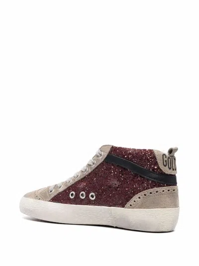 Golden Goose "mid Star" Glitter Upper Suede Toe And Spur Leather Star And Wave