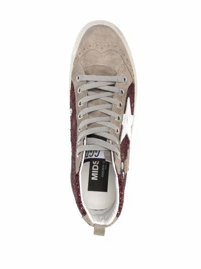 Golden Goose "mid Star" Glitter Upper Suede Toe And Spur Leather Star And Wave