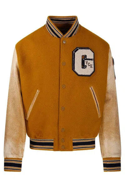 Golden Goose Wool And Leather Bomber Jacket In Brown