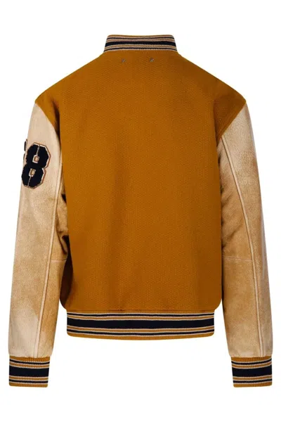 Golden Goose Wool And Leather Bomber Jacket In Brown