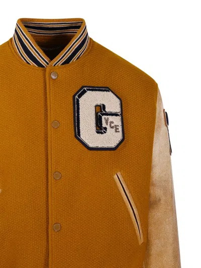 Golden Goose Wool And Leather Bomber Jacket In Brown