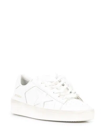 Golden Goose White Stardan Leather Sneakers With Star Motif In White