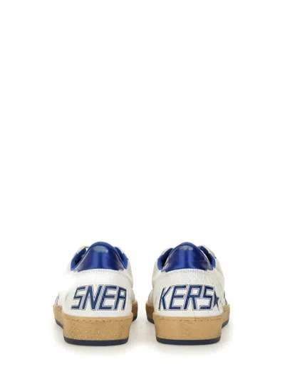 Golden Goose Ball Star Sneakers In White Nappa Leather With Light Blue Laminated Leather Star And Heel Tab