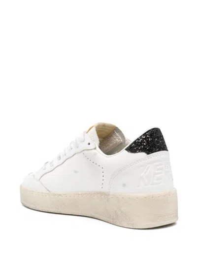 Golden Goose Women's Ball Star 2 Sneakers With Gold Glitter Star And Black Glitter Heel Tab