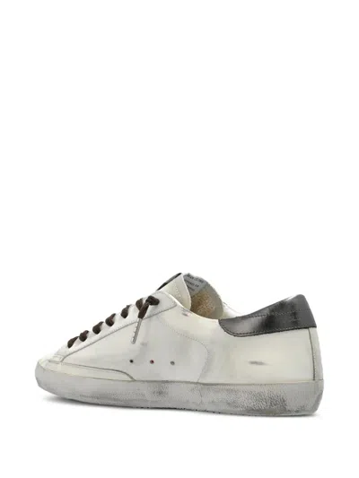 Golden Goose Super-star Sneakers With Lizard Effect Star And Grey Heel Tab In White