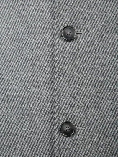 Officine Generale Raglan Wool Stripes Grey Coat In Gray