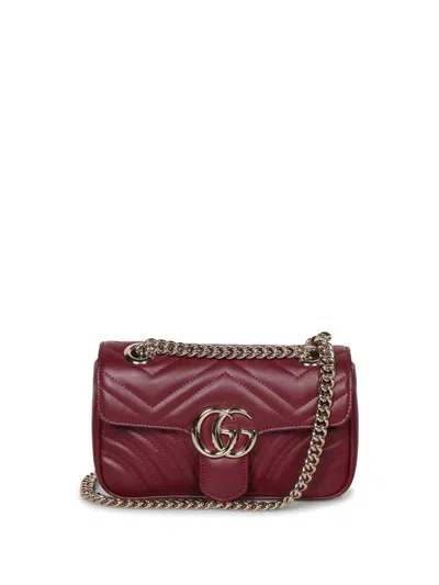 Gucci Small Gg Marmont Shoulder Bag In Red