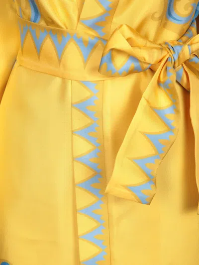 Etro Silk Kimono In Light Yellow And Sky Blue In Yellow