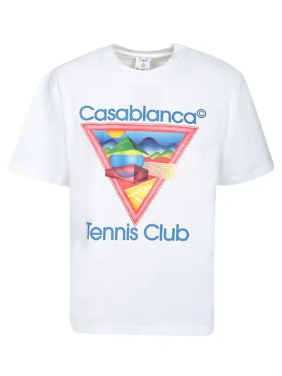 Casablanca Crew Neck Graphic Print Short Sleeves Top In White