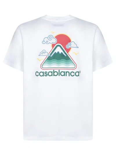 Casablanca White T-shirt With Crewneck And Logo On The Front And Maxi Logo On The Back In Cotton Man In Multi