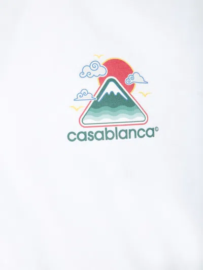Casablanca White T-shirt With Crewneck And Logo On The Front And Maxi Logo On The Back In Cotton Man In Multi