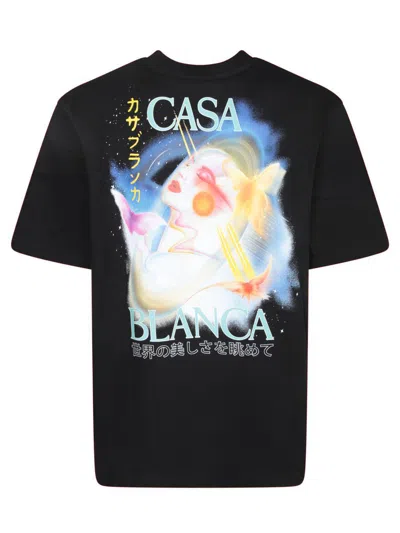 Casablanca Crew Neck Graphic Print Short Sleeves In Black