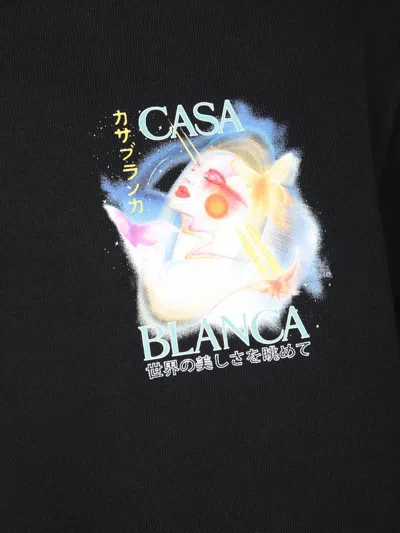 Casablanca Crew Neck Graphic Print Short Sleeves In Black