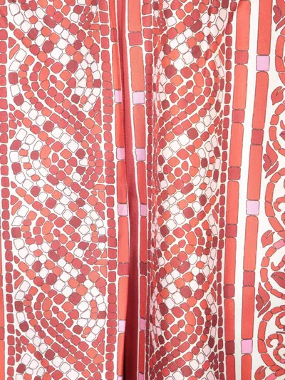 La Doublej Icon Palazzo Printed Silk-twill Wide-leg Pants In Red