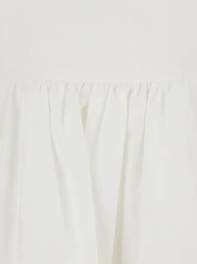 Dunst White Dress With Side Zipper Closure And Flared Skirt With Pleated Details In Cotton Blend Woman