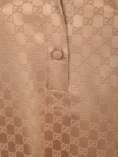 Gucci Women Viscose Blend Shirt With Allover Gg Logo In Brown