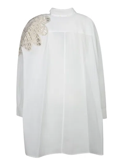 Forte Forte Botanical Flower Embroidery Popline Over Shirt In White