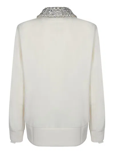 Golden Goose Cream Sequined Zip Sweatshirt In White