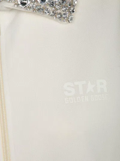 Golden Goose Cream Sequined Zip Sweatshirt In White