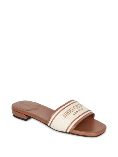 Jimmy Choo Joa Leather Flat Sandals With Round Toe