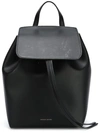 Mansur Gavriel Leather Flap-top Backpack, Black/red In Black/blu