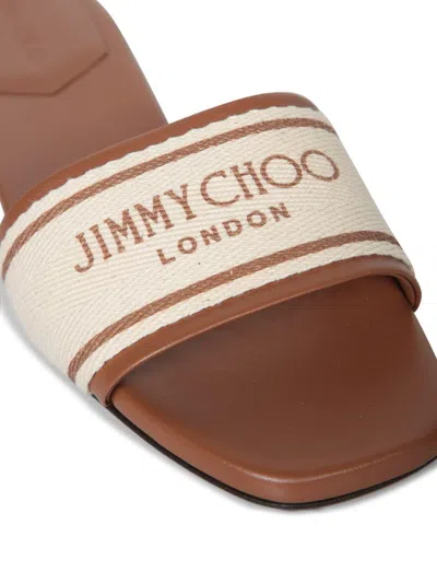 Jimmy Choo Joa Leather Flat Sandals With Round Toe