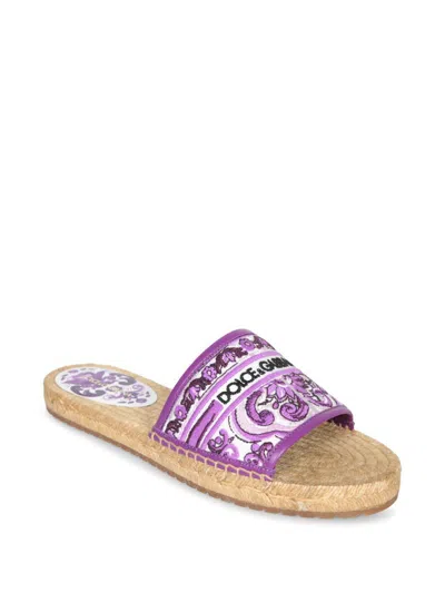 Dolce & Gabbana Embroidery Espadrilles In Purple